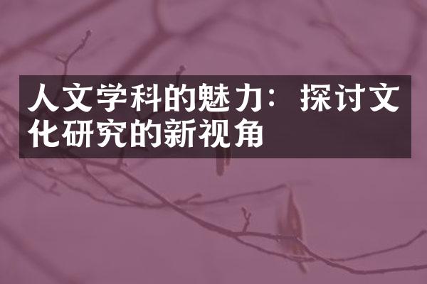 人文学科的魅力：探讨文化研究的新视角