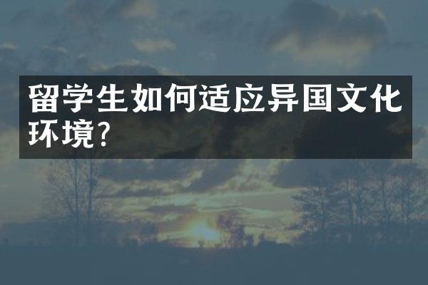 留学生如何适应异国文化环境？