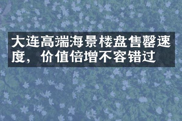 连高端海景楼盘售罄速度，价值倍增不容错过