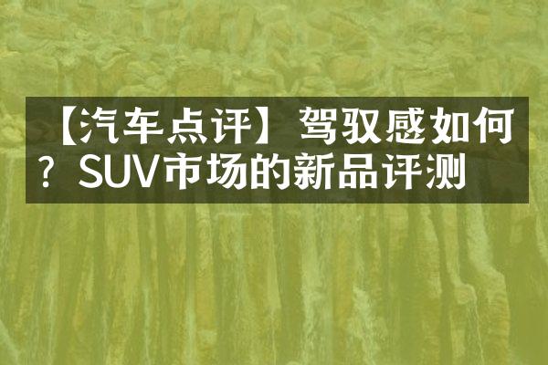 【汽车点评】驾驭感如何？SUV市场的新品评测