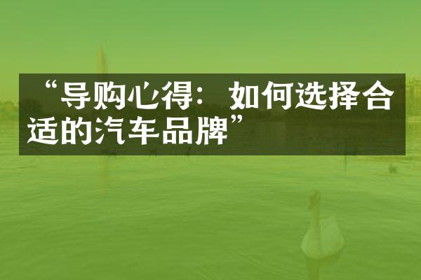 “导购心得：如何选择合适的汽车品牌”