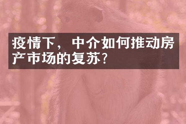 疫情下，中介如何推动房产市场的复苏？