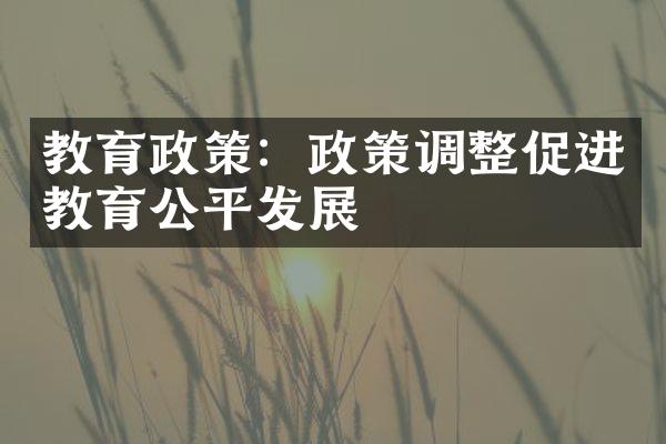 教育政策：政策调整促进教育公平发展