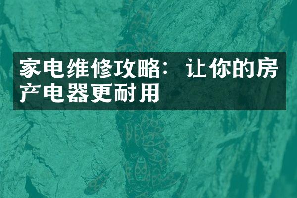 家电维修攻略：让你的房产电器更耐用