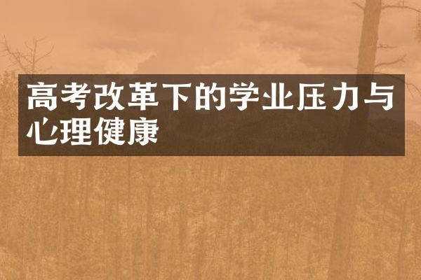 高考改革下的学业压力与心理健康