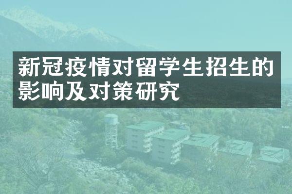 新冠疫情对留学生招生的影响及对策研究