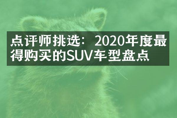 点评师挑选：2020年度最值得购买的SUV车型盘点