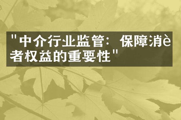 "中介行业监管：保障消费者权益的重要性"