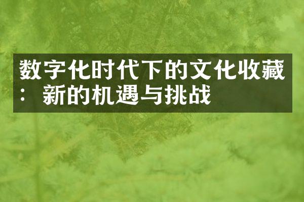 数字化时代下的文化收藏：新的机遇与挑战