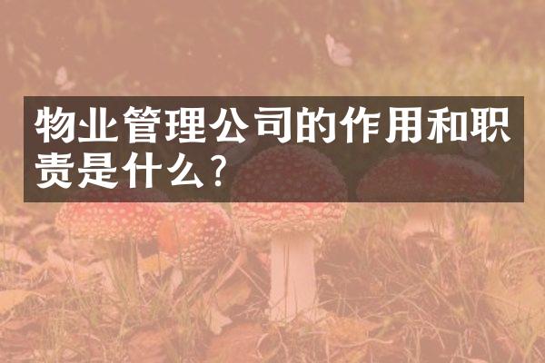 物业管理公司的作用和职责是什么？