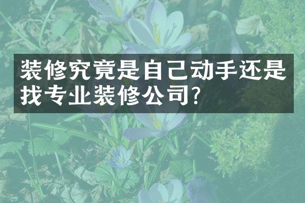 装修究竟是自己动手还是找专业装修公司？