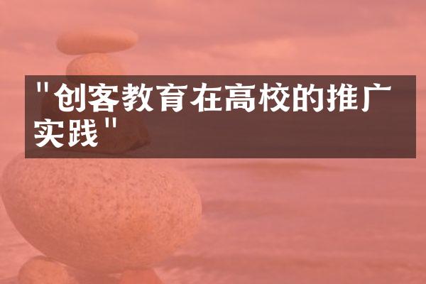 "创客教育在高校的推广与实践"