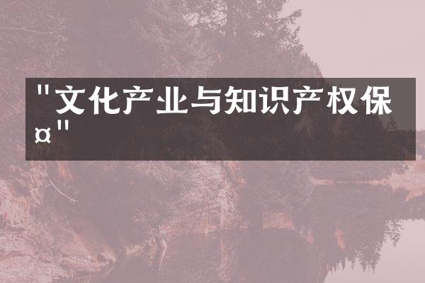 "文化产业与知识产权保护"