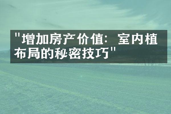 "增加房产价值：室内植物布局的秘密技巧"