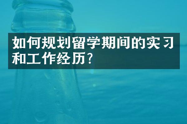 如何规划留学期间的实习和工作经历？