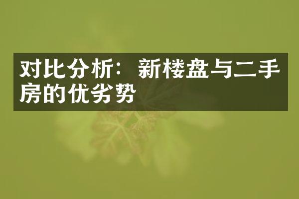 对比分析：新楼盘与二手房的优劣势