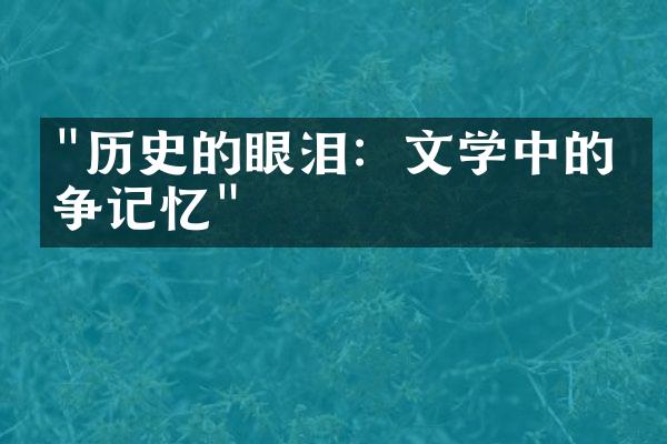 "历史的眼泪：文学中的战争记忆"