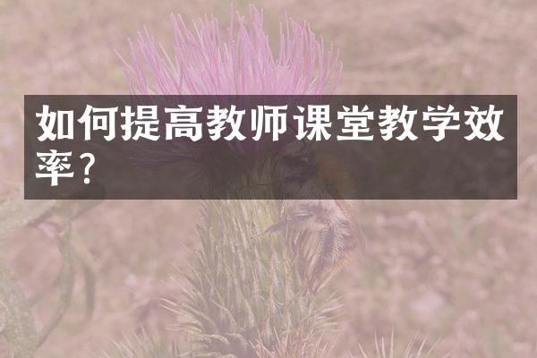 如何提高教师课堂教学效率？