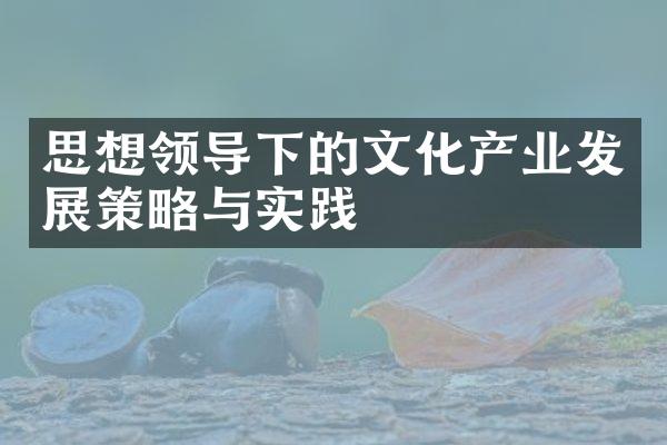 思想领导下的文化产业发展策略与实践