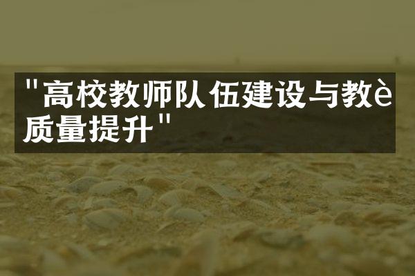 "高校教师队伍建设与教育质量提升"