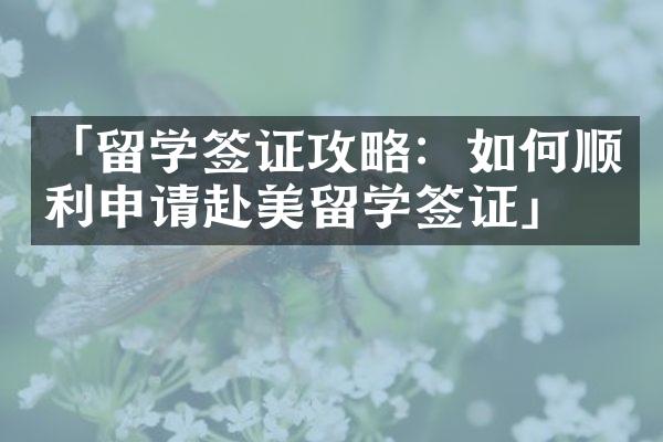 「留学签证攻略：如何顺利申请赴美留学签证」