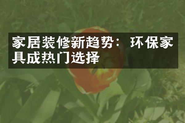 家居装修新趋势：环保家具成热门选择