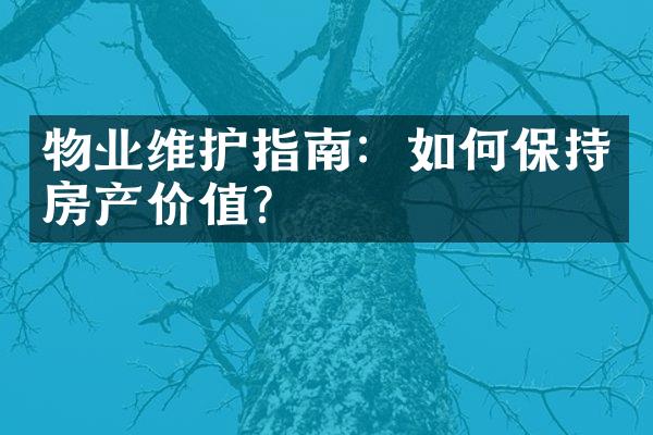 物业维护指南：如何保持房产价值？