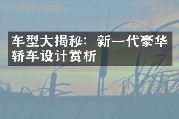 车型大揭秘：新一代豪华轿车设计赏析