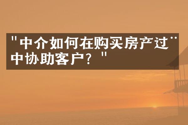 "中介如何在购买房产过程中协助客户？"