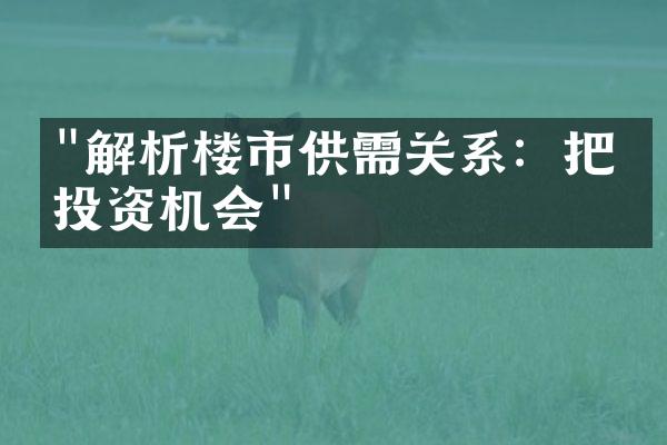 "解析楼市供需关系：把握投资机会"