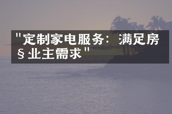 "定制家电服务：满足房产业主需求"