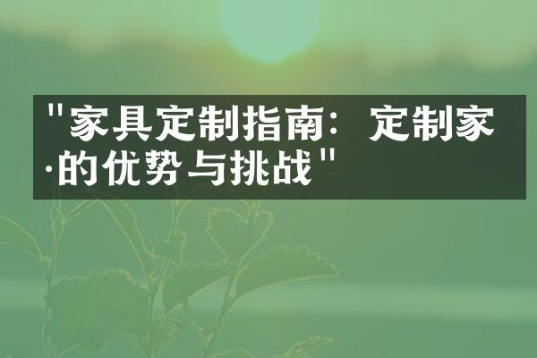 "家具定制指南：定制家具的优势与挑战"