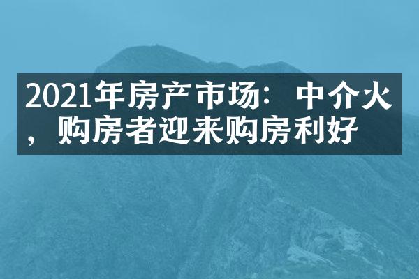 2021年房产市场：中介火爆，购房者迎来购房利好