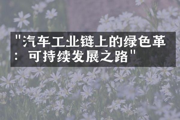 "汽车工业链上的绿色革命：可持续发展之路"