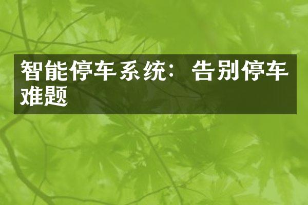 智能停车系统：告别停车难题