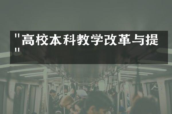 "高校本科教学改革与提升"