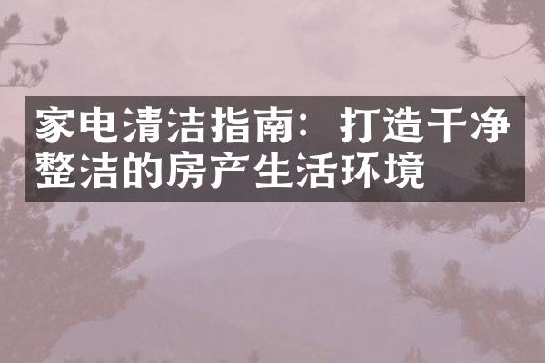 家电清洁指南：打造干净整洁的房产生活环境