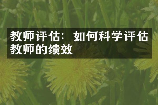 教师评估：如何科学评估教师的绩效