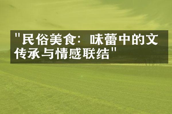 "民俗美食：味蕾中的文化传承与情感联结"