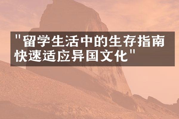 "留学生活中的生存指南：快速适应异国文化"