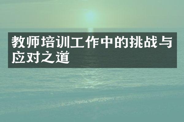 教师培训工作中的挑战与应对之道