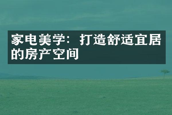 家电美学：打造舒适宜居的房产空间