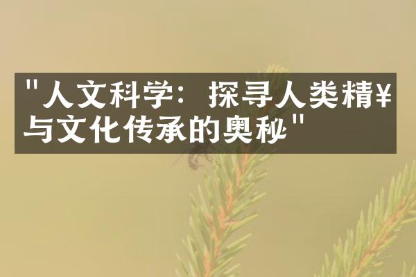 "人文科学：探寻人类精神与文化传承的奥秘"