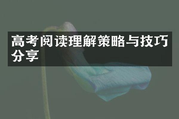 高考阅读理解策略与技巧分享