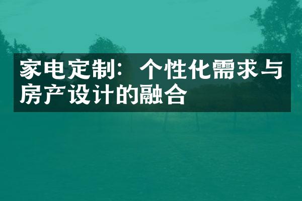 家电定制：个性化需求与房产设计的融合