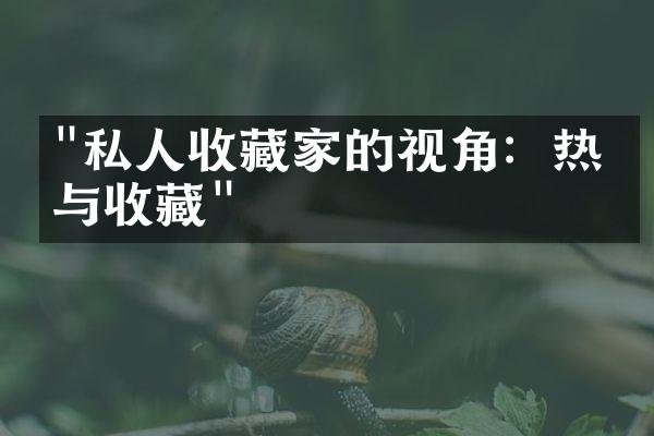 "私人收藏家的视角：热情与收藏"