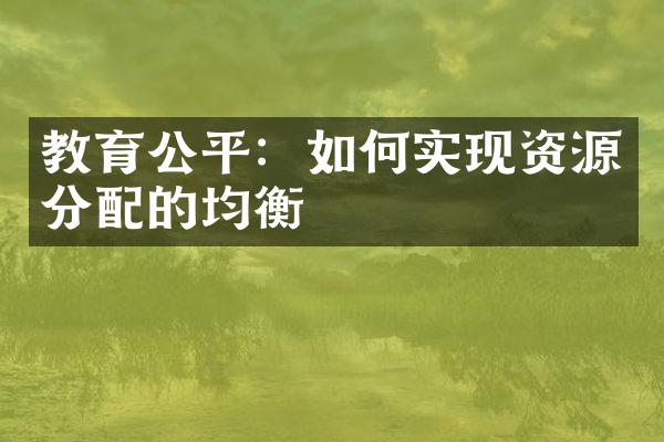 教育公平：如何实现资源分配的均衡