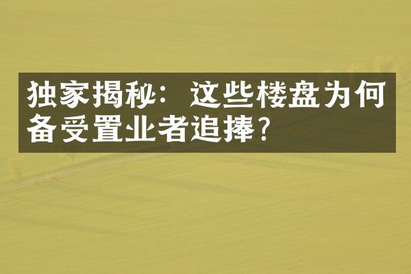 独家揭秘：这些楼盘为何备受置业者追捧？