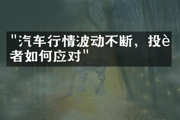 "汽车行情波动不断，投资者如何应对"