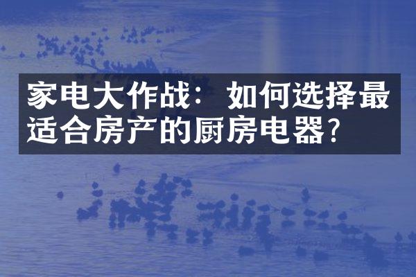 家电大作战：如何选择最适合房产的厨房电器？